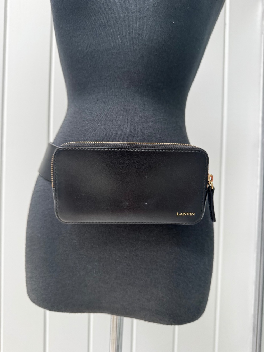 LANVIN Black Leather Bag Waistbelt MEDIUM